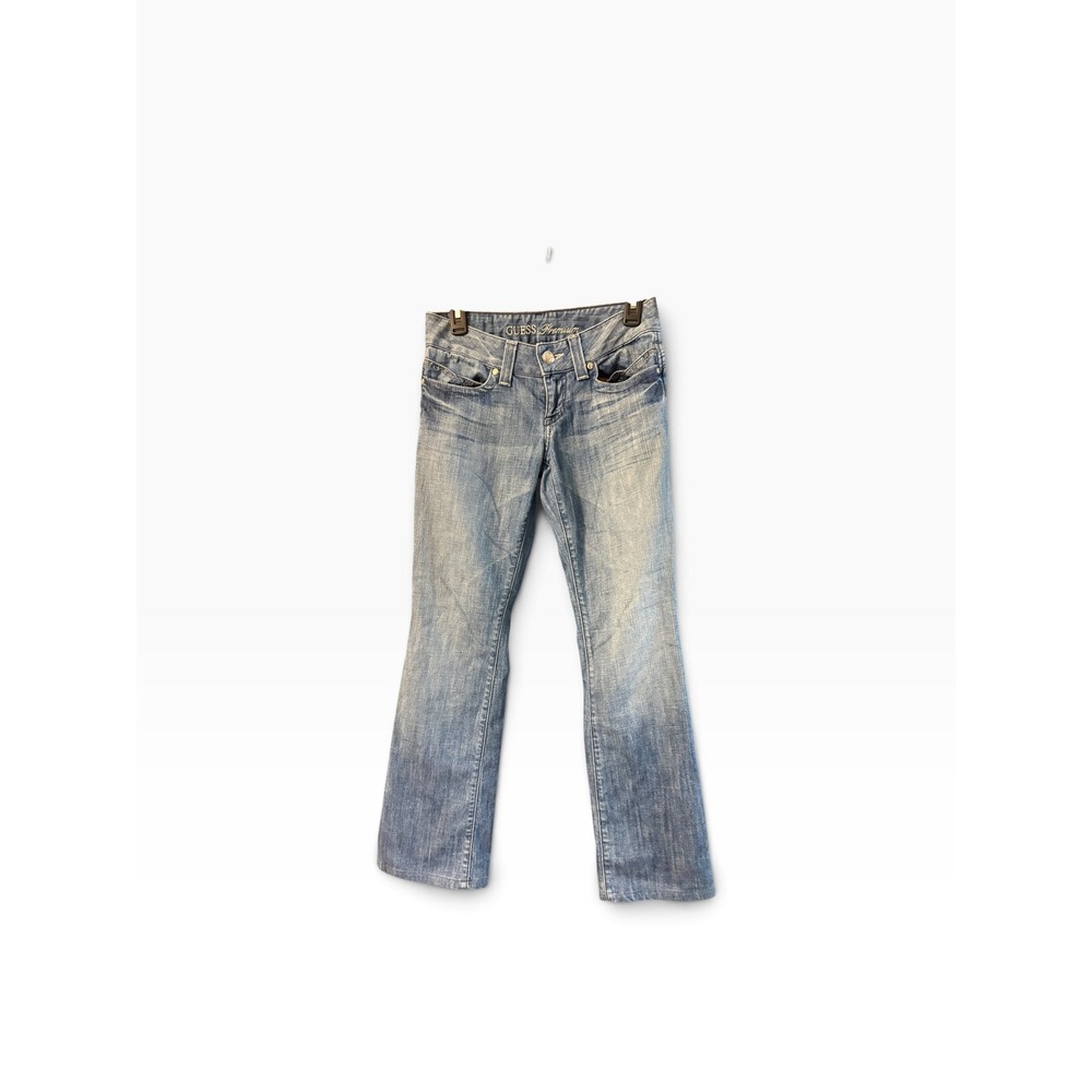 Guess Premium Women Light Wash Stretch Bootcut Jeans Embroidered Pockets Size 28